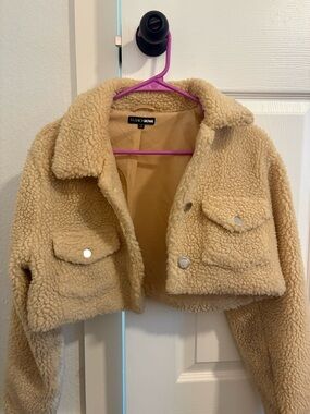 Fashion Nova Plush Teddy Coat - Camel Tan